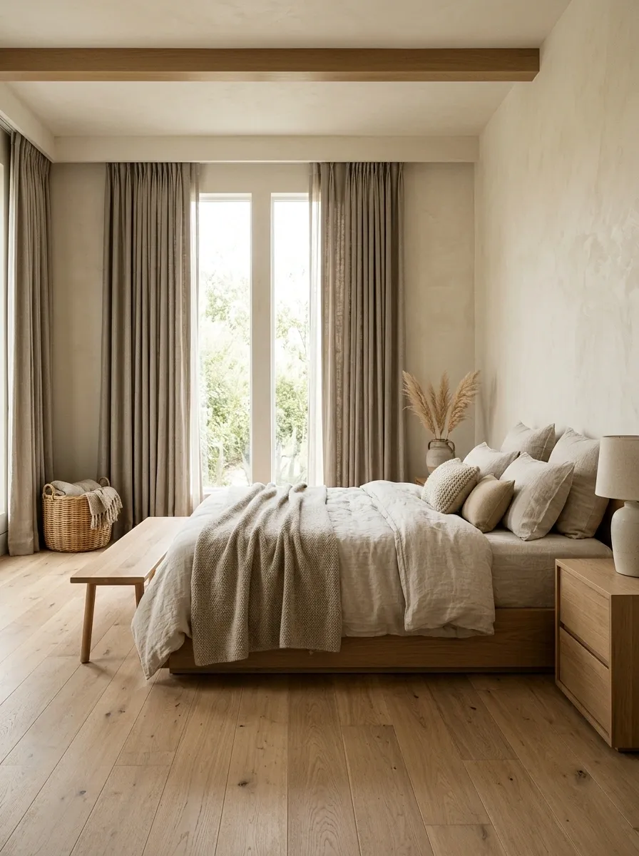 Minimalist Bedroom With a Monochrome Beige Palette