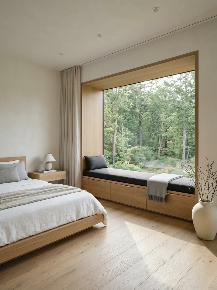 Minimalist Bedroom With a Window Seat