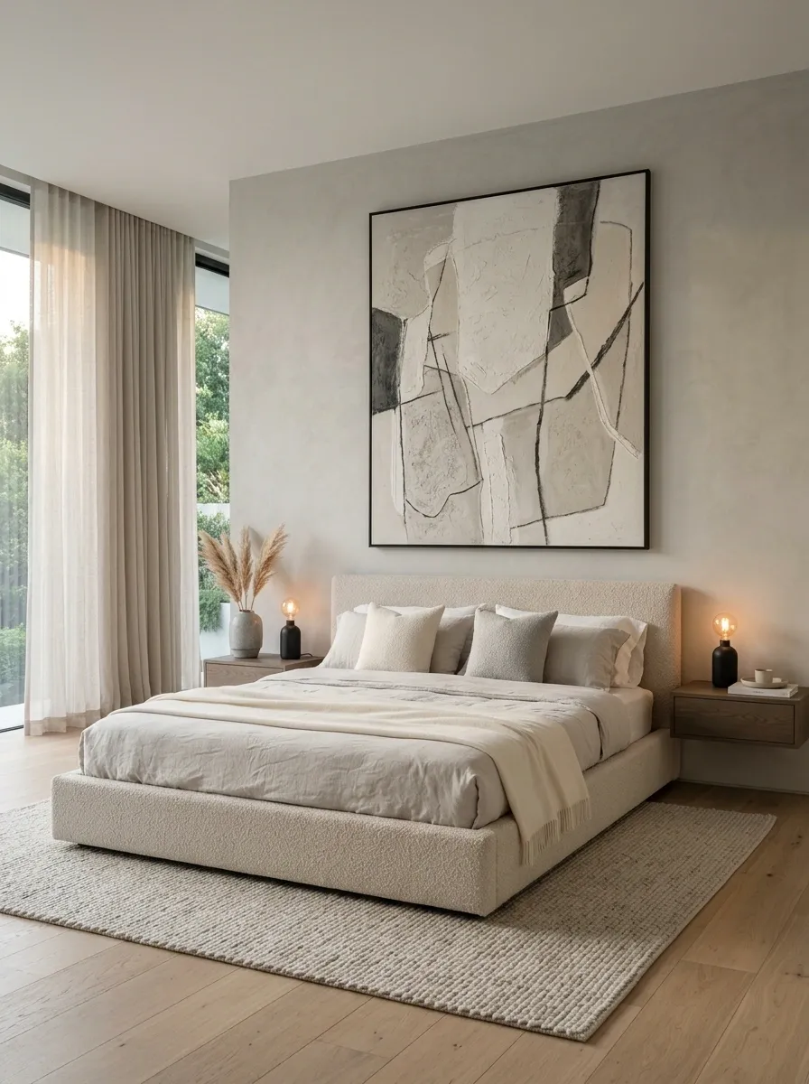 Minimalist Bedroom With One Large Artwork