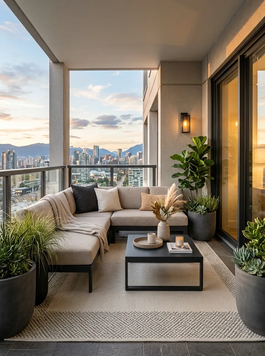 Modern Balcony With a Modular Corner Sofa
