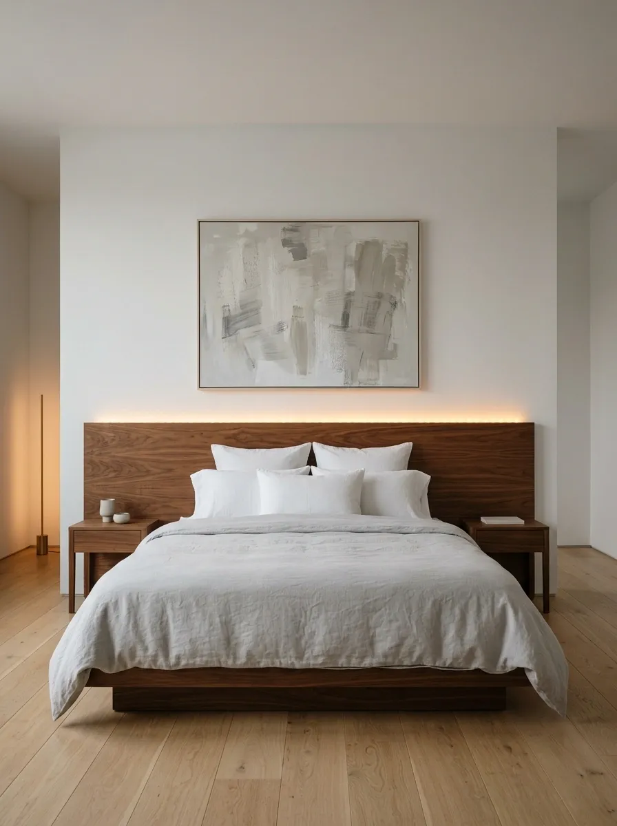 Modern Bedroom With a Floating Light Line