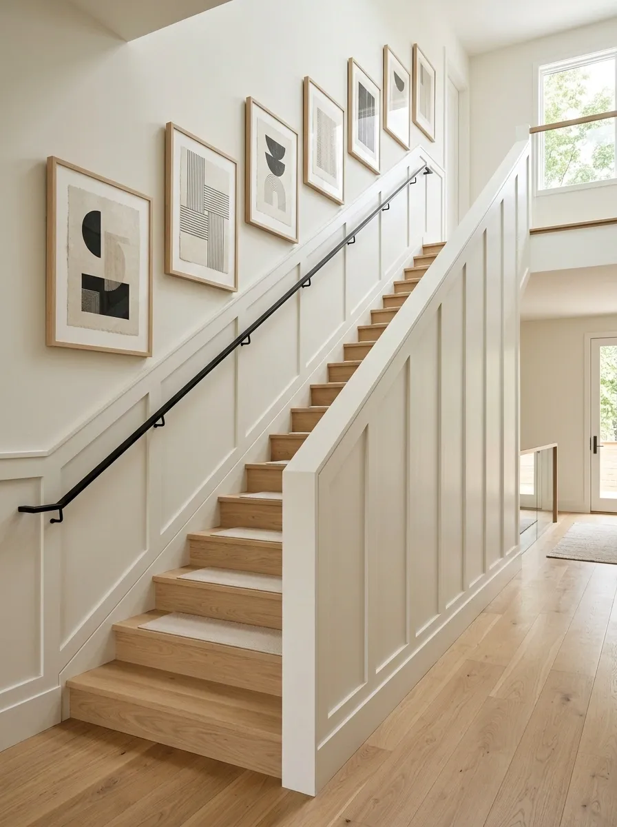 Modern Board-and-Batten Stair Landing