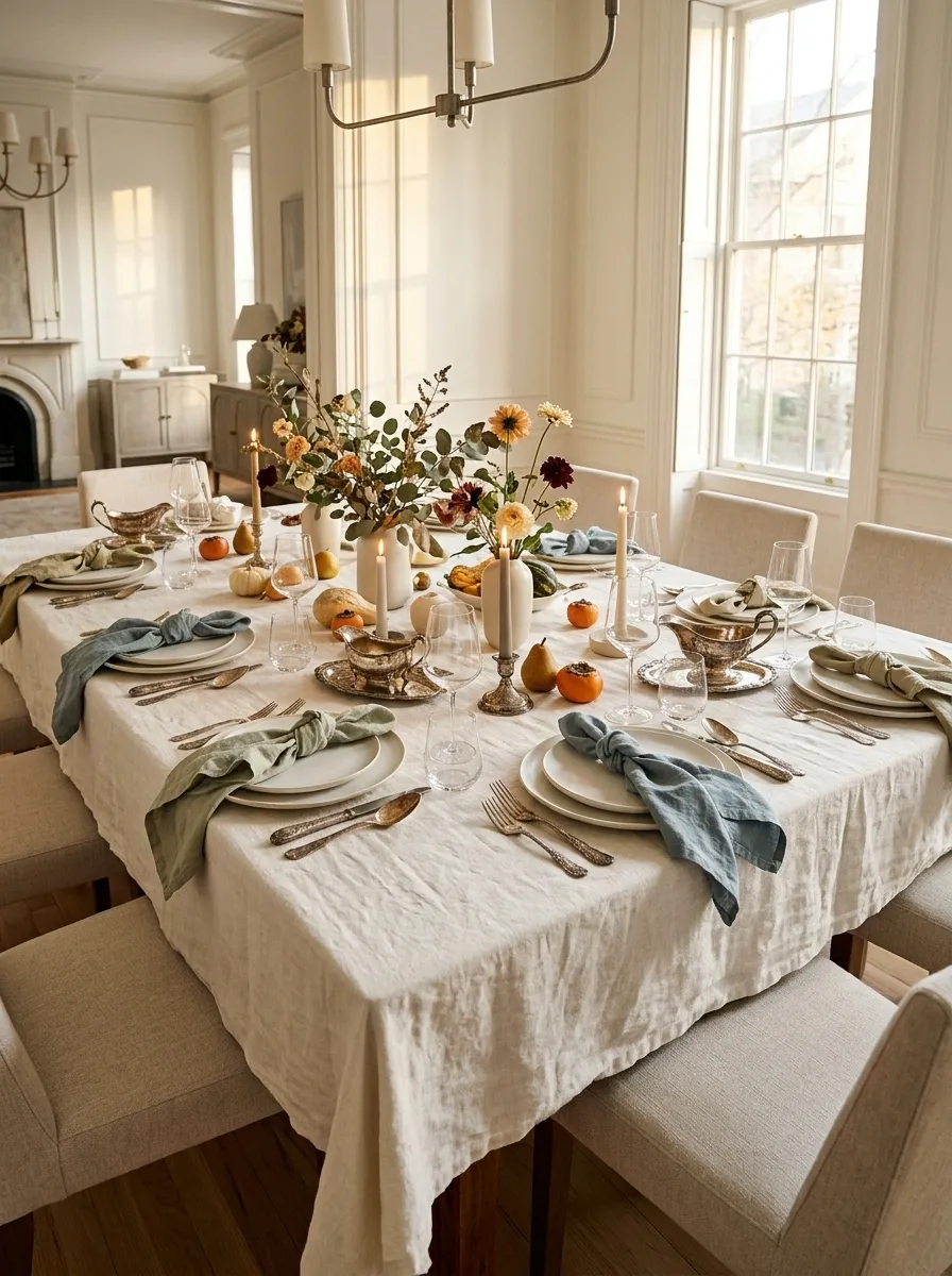 Modern Heirloom Table With Antique Silver and Contemporary Glassware