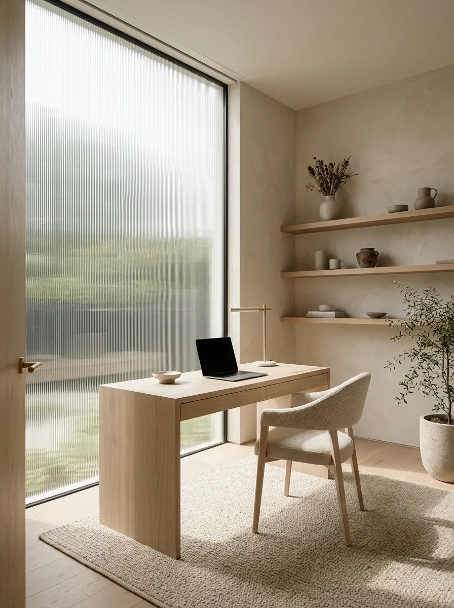 Modern Home Office With Reeded Privacy Glass