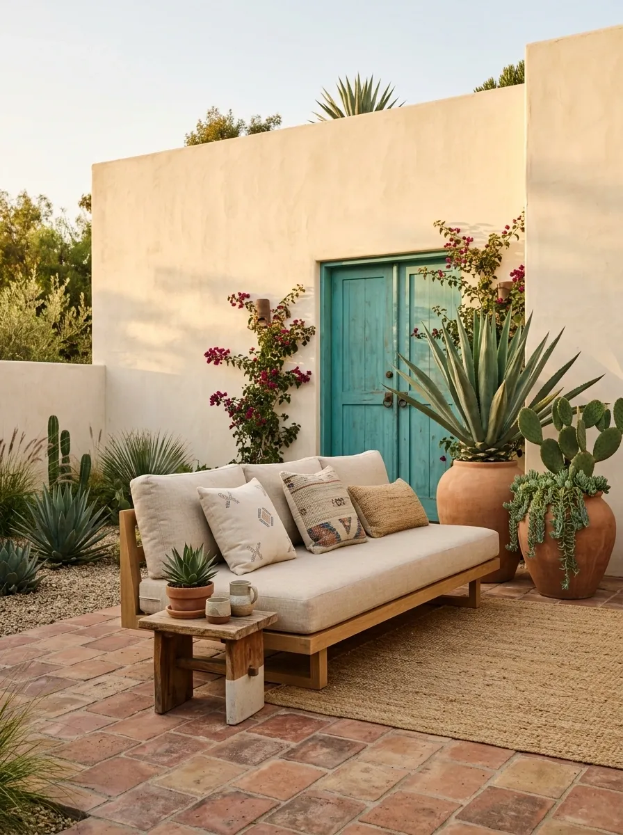 Modern Mexican Backyard With Warm Plaster Walls