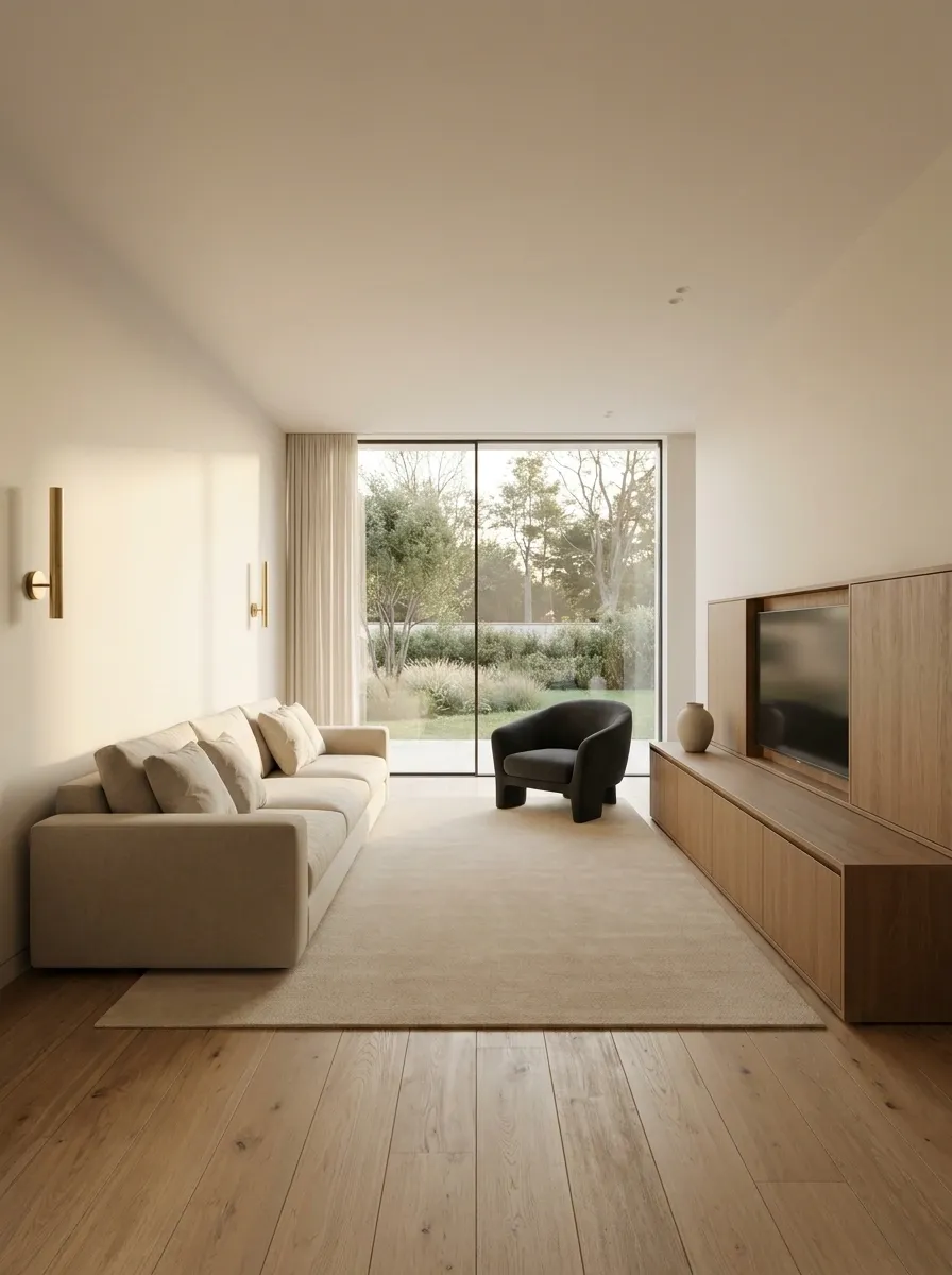 Modern Minimalist Layout With Hidden Media Storage