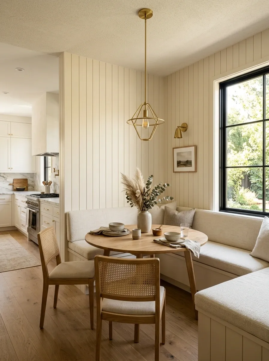 Modern Vertical Paneling Around a Breakfast Nook