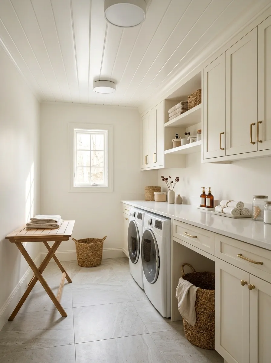 Moisture-Appropriate PVC Ceiling Panels in a Laundry Room