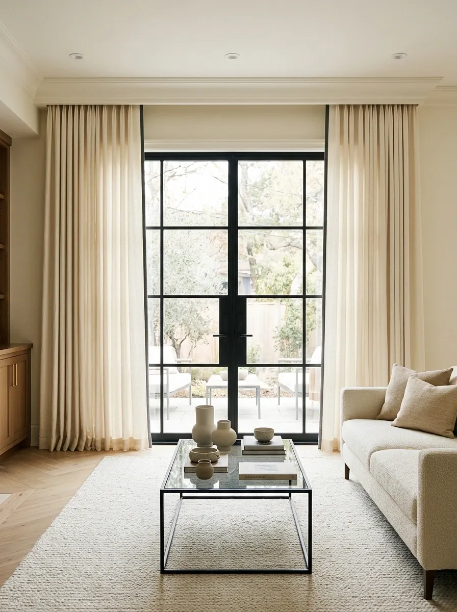 Monochrome Curtains With Contrasting Piping
