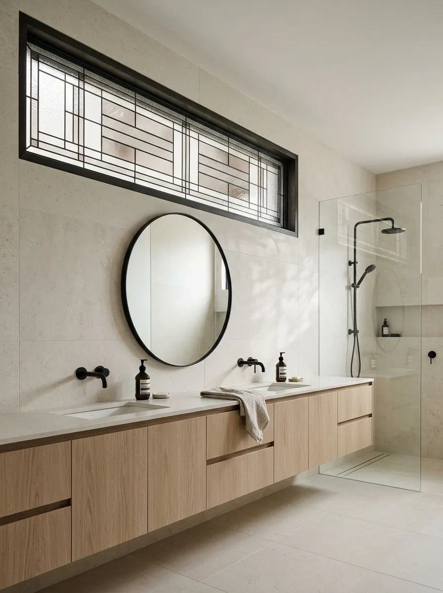 Monochrome Linear Glass in a Contemporary Bathroom