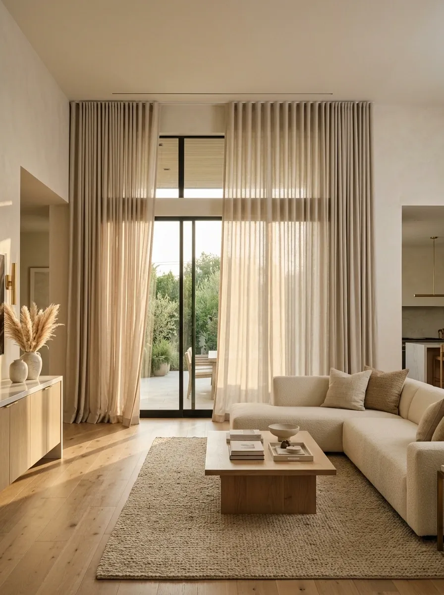 Motorized Ceiling-Track Curtains for Extra-Wide Sliding Doors