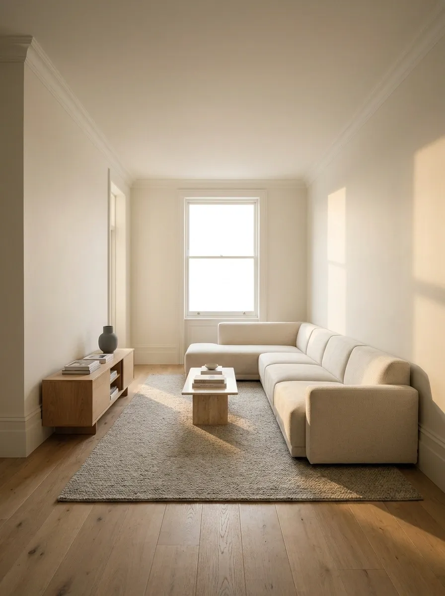 Narrow Living Room With a Corner Sectional
