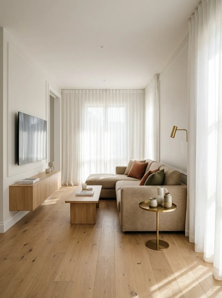 Narrow Room With a Compact Chaise Sofa