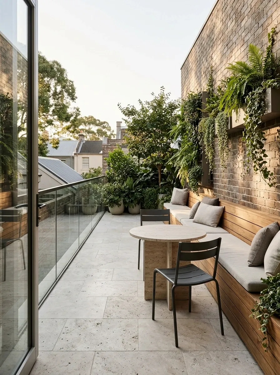 Narrow Urban Terrace With Linear Seating