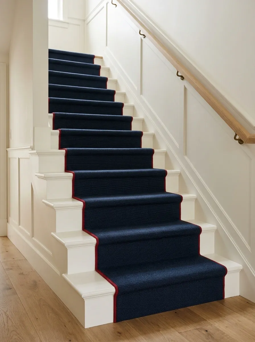 Navy Runner With a Thin Red Binding