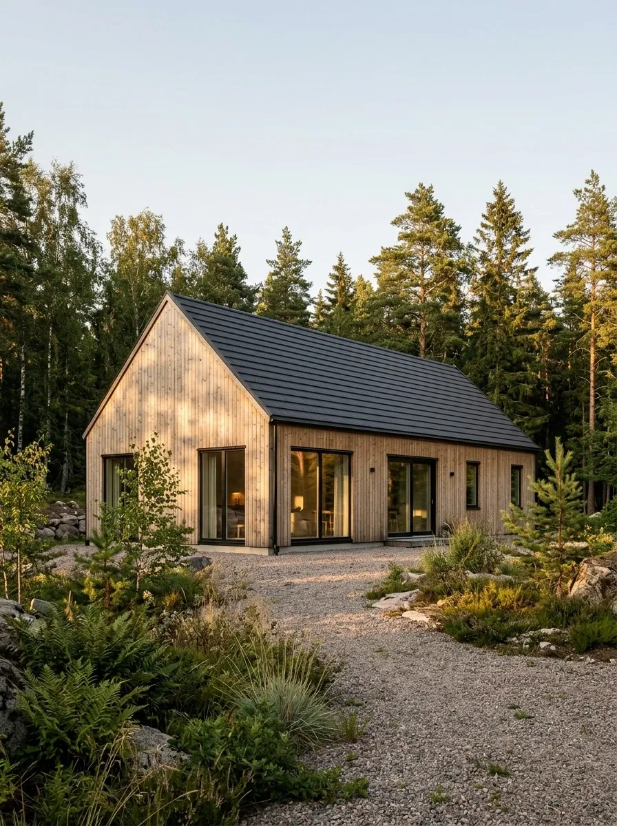 Nordic Modern Gable House With Pale Timber Cladding
