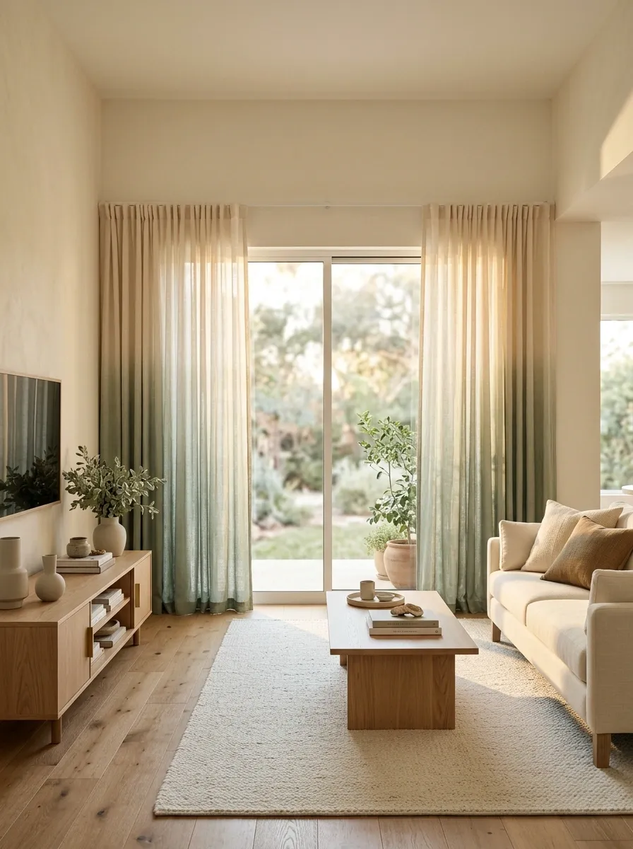 Ombre Curtains That Fade From Warm Ivory to Muted Sage