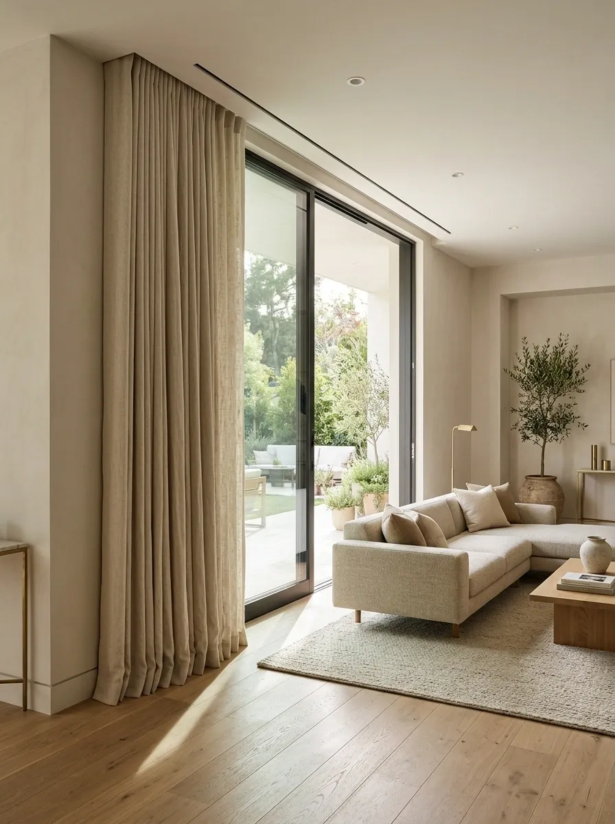 One-Way Draw Curtains That Keep the Walkway Clear