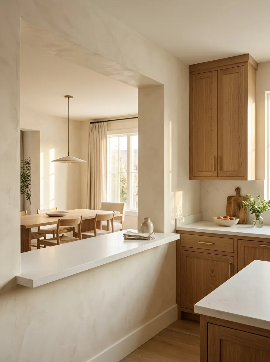 Open-Plan Kitchen With an Interior Pass-Through Window