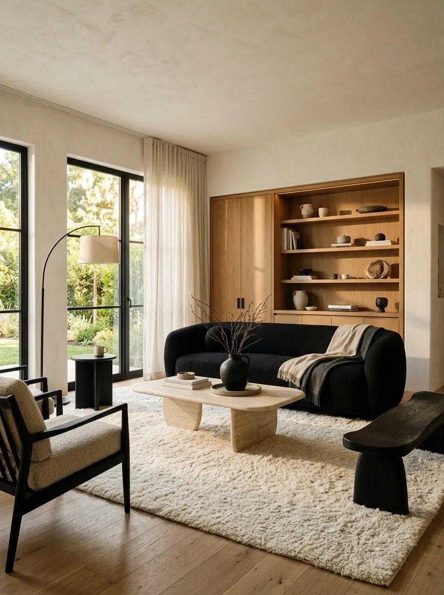 Organic Black and White With Stone and Wood