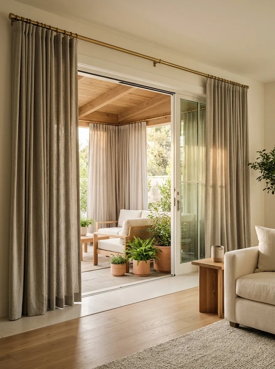 Outdoor Curtain Panels Beneath a Covered Patio