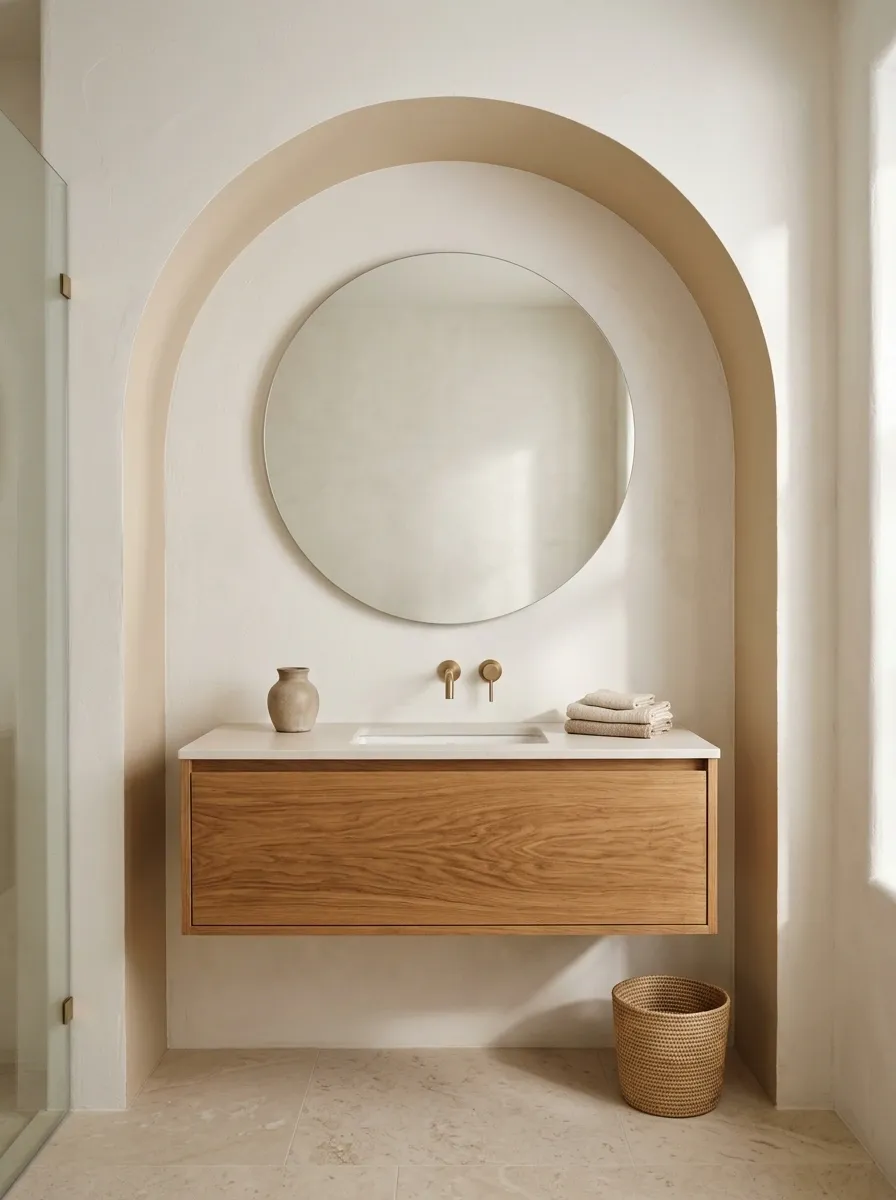 Painted Sand-Colored Arch Framing the Vanity