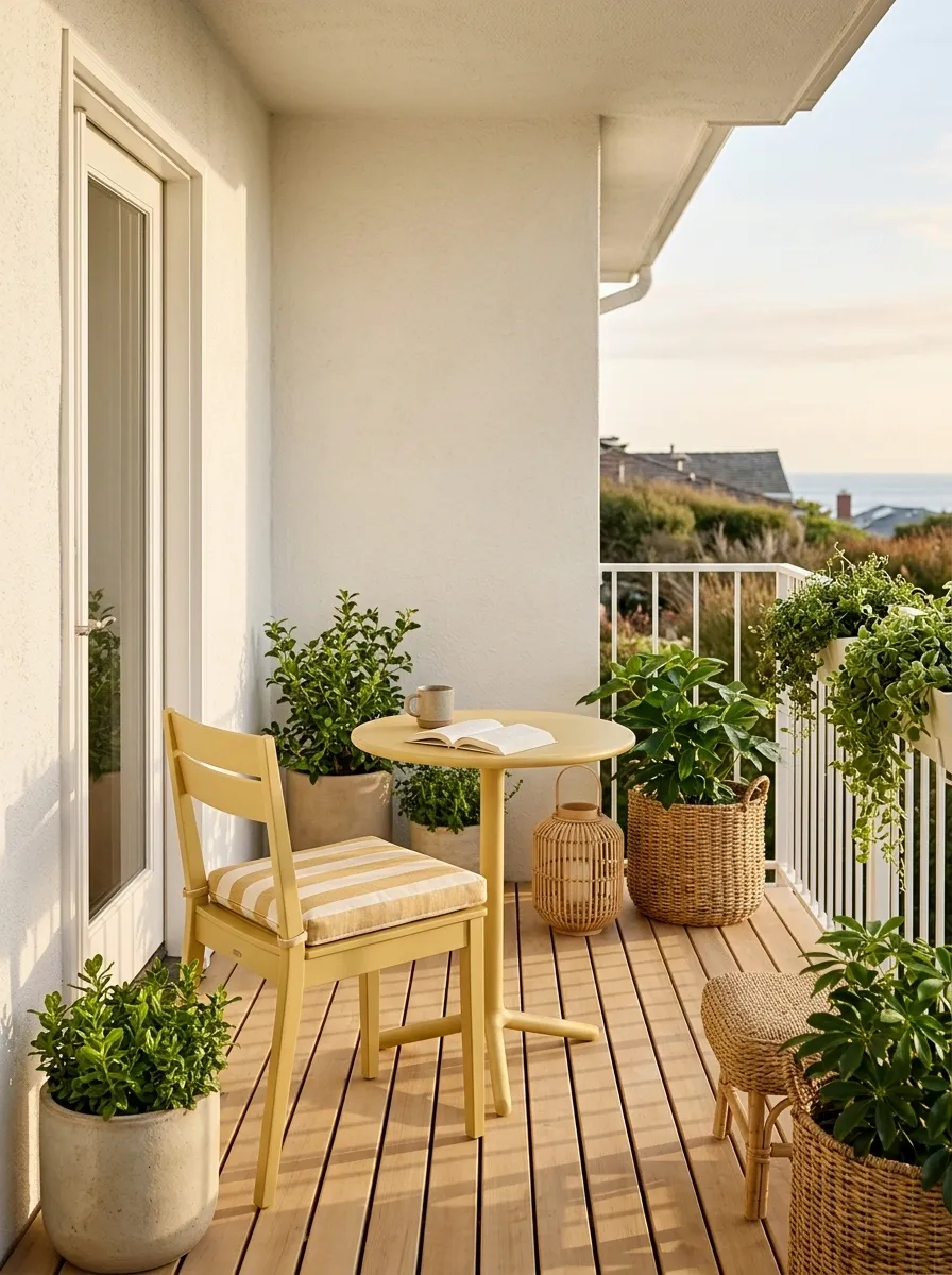 Pale Yellow and White Sunny Balcony