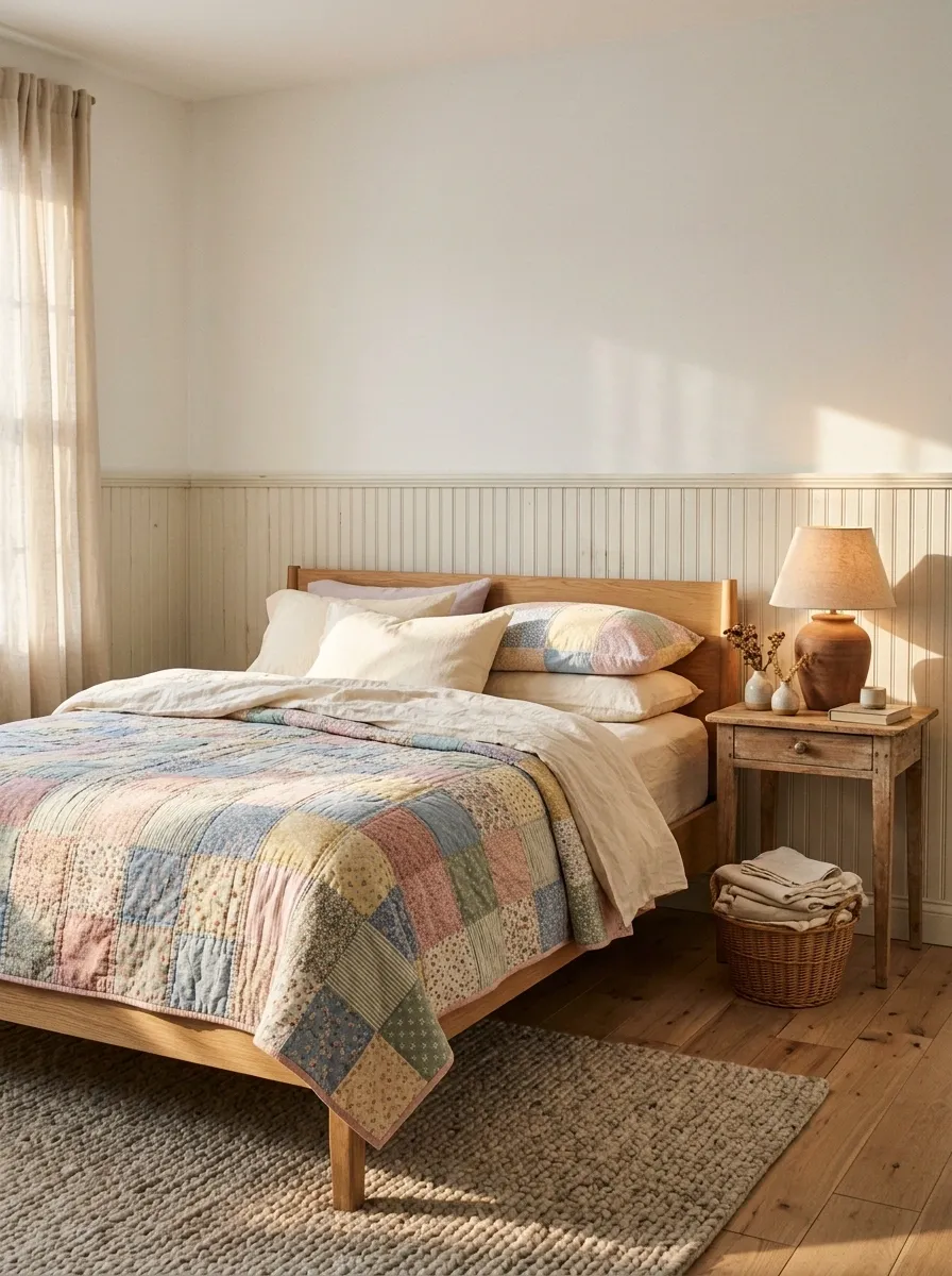 Pastel Patchwork Bedding With a Handmade Cottage Look