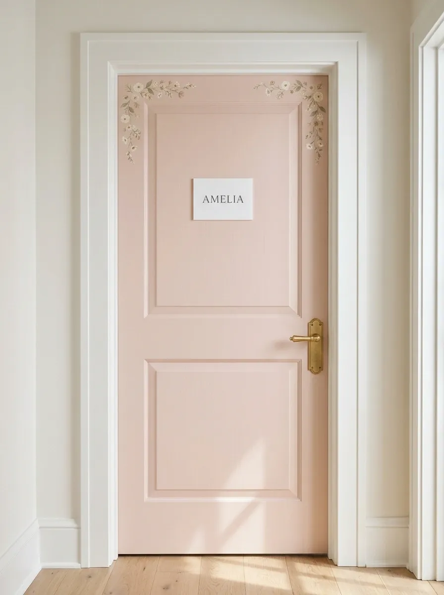 Personalized Name Door With Painted Floral Corners