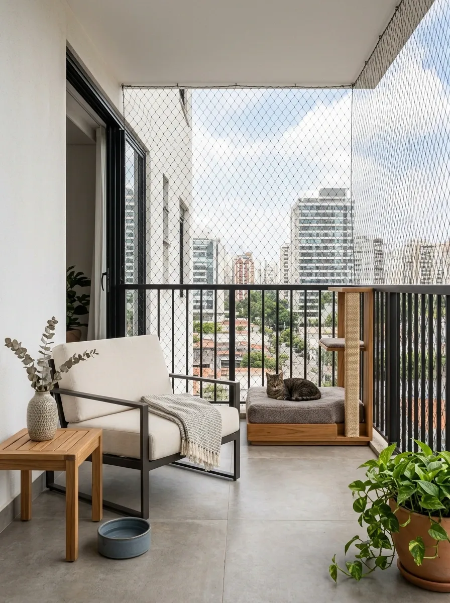 Pet-Friendly Balcony With Durable Modern Finishes