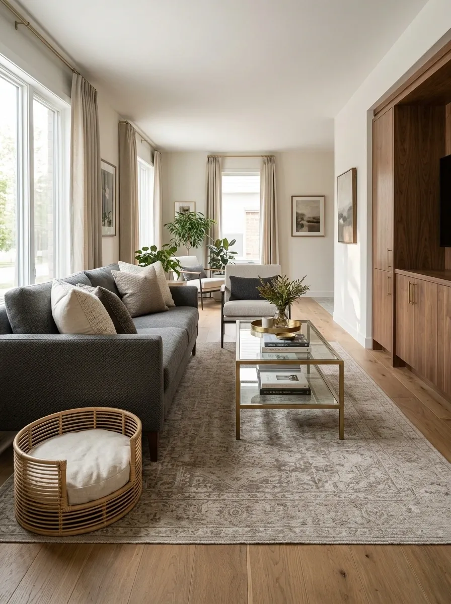 Pet-Friendly Narrow Living Room With Washable Textiles
