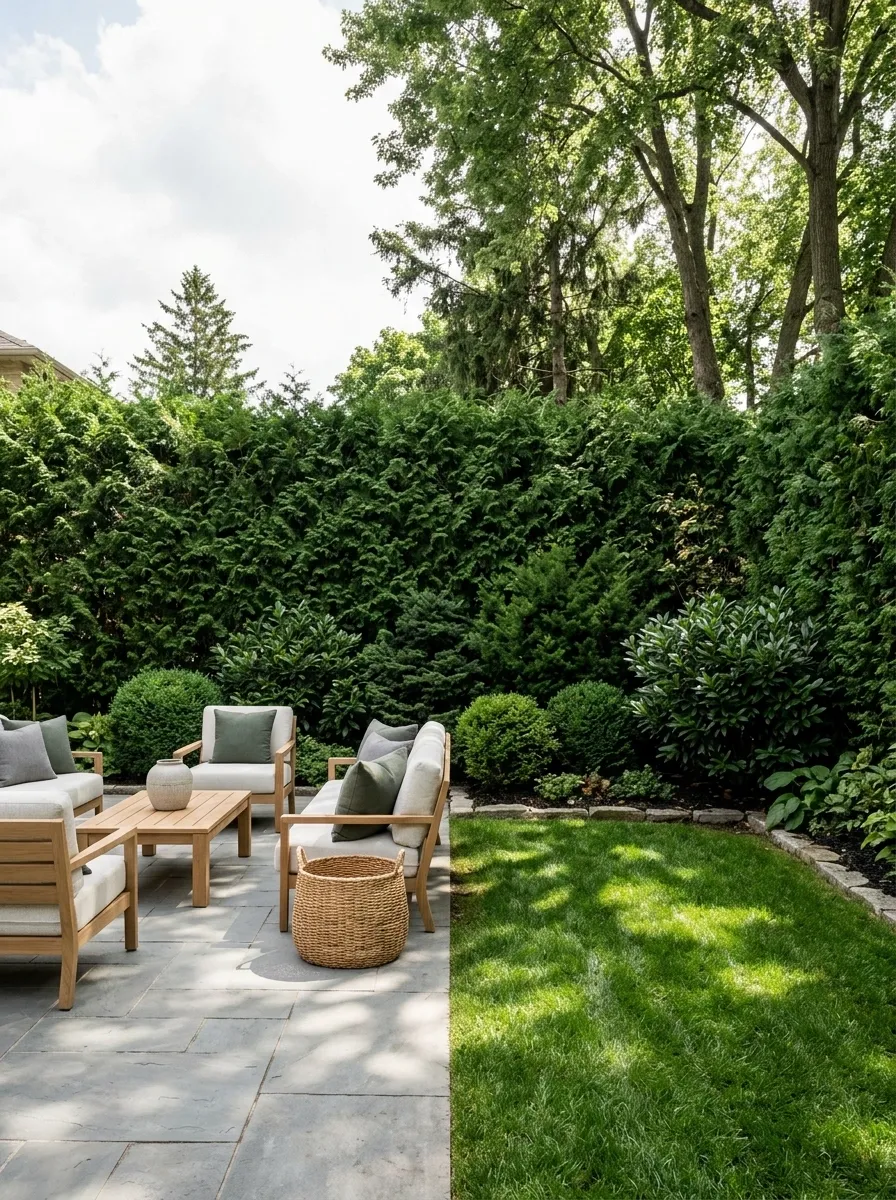 Plant Dense Evergreen Hedges Along the Exposed Boundary
