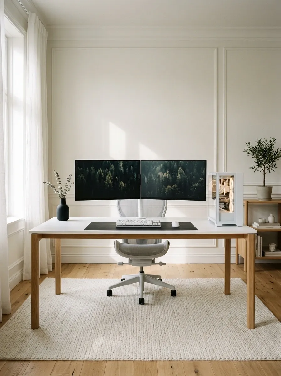 Pure White Dual-Monitor Battlestation