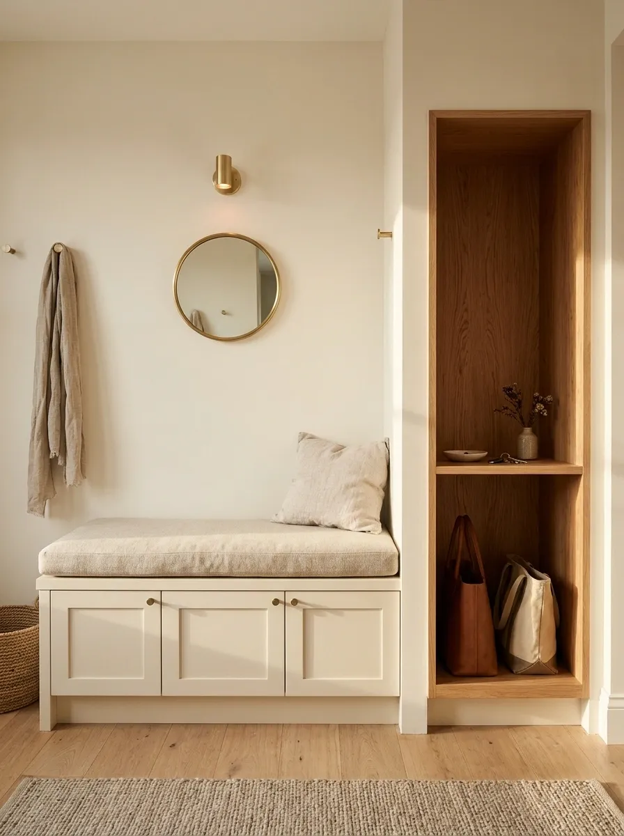 Quiet Entry Corner With a Wall Seat and a Dedicated Bag Cubby