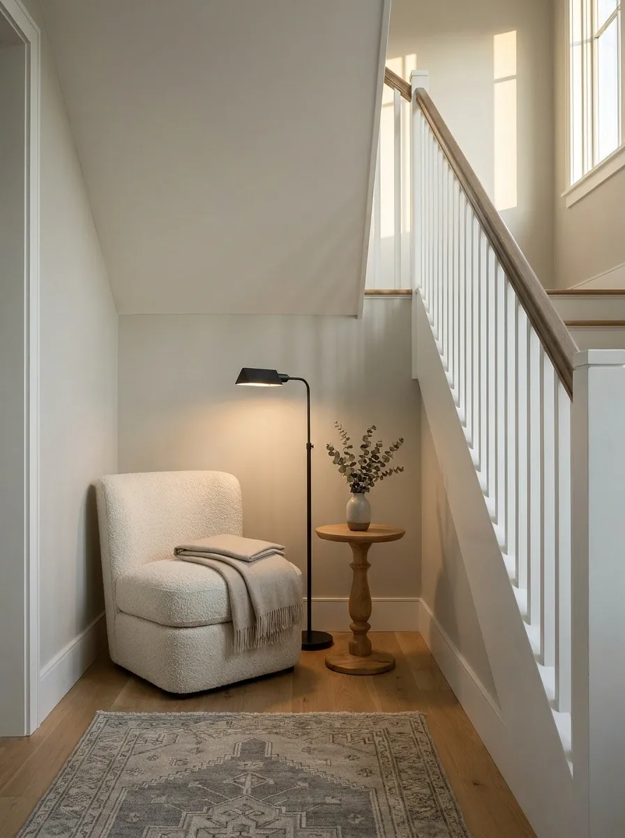 Reading Chair Beside a Staircase Landing