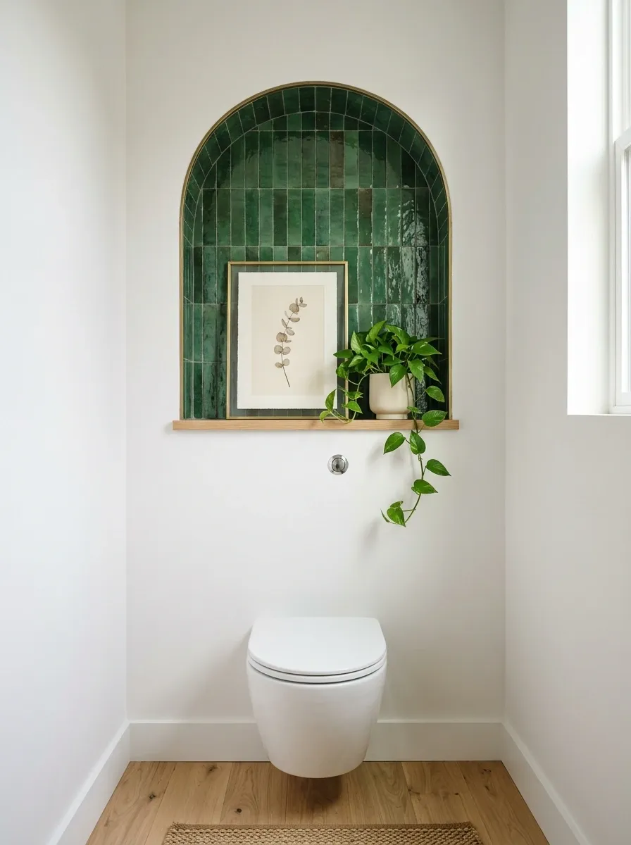 Recessed Niche With Tile And A Tiny Plant