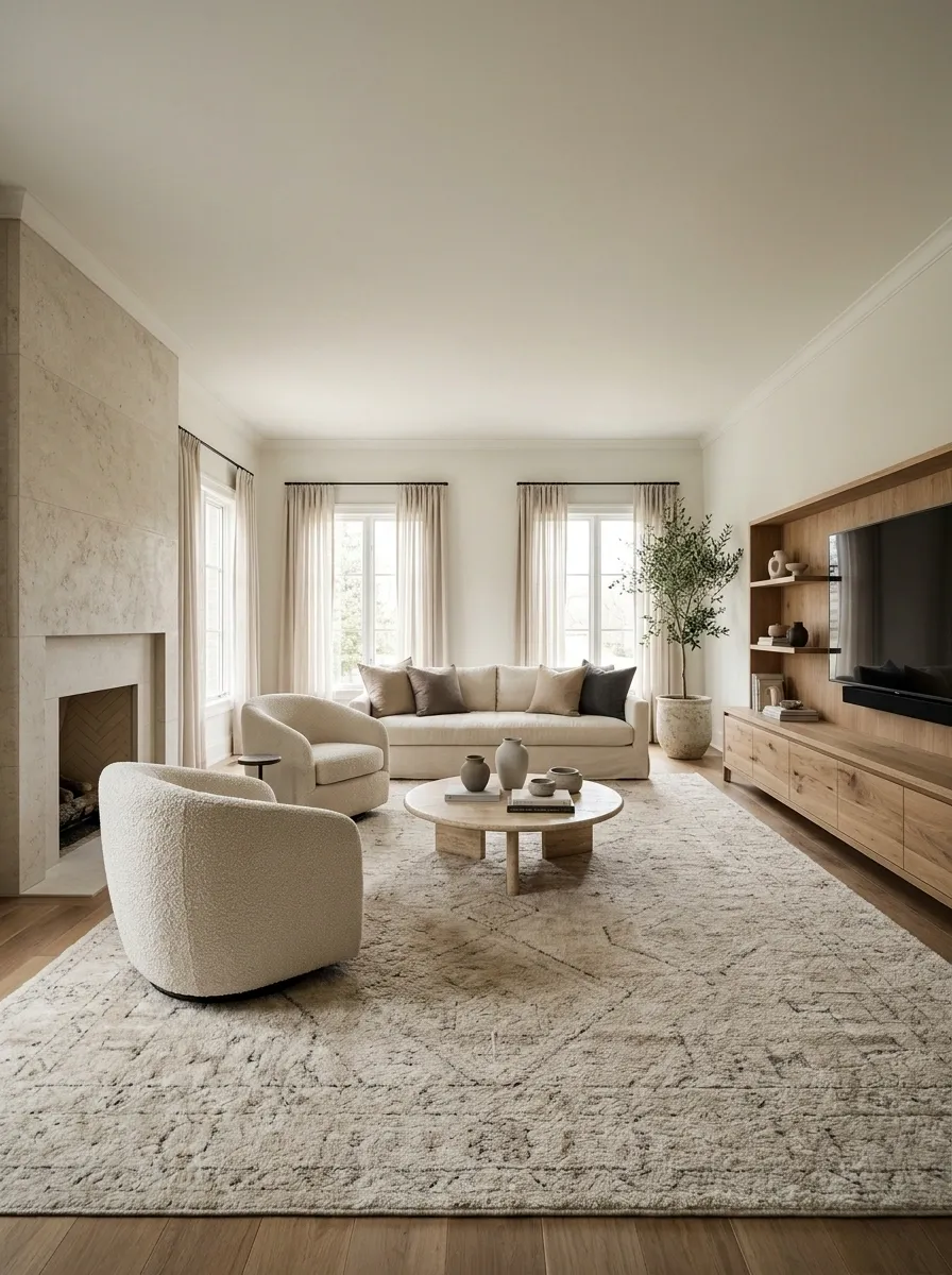 Relaxed Living Room With the TV Opposite the Fireplace