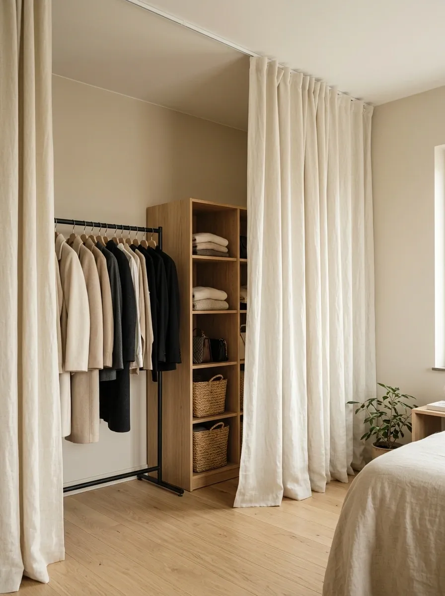 Rental-Friendly Closet With Concealed Open Storage