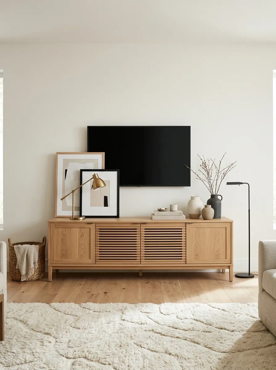 Rental-Friendly TV Wall With Freestanding Furniture