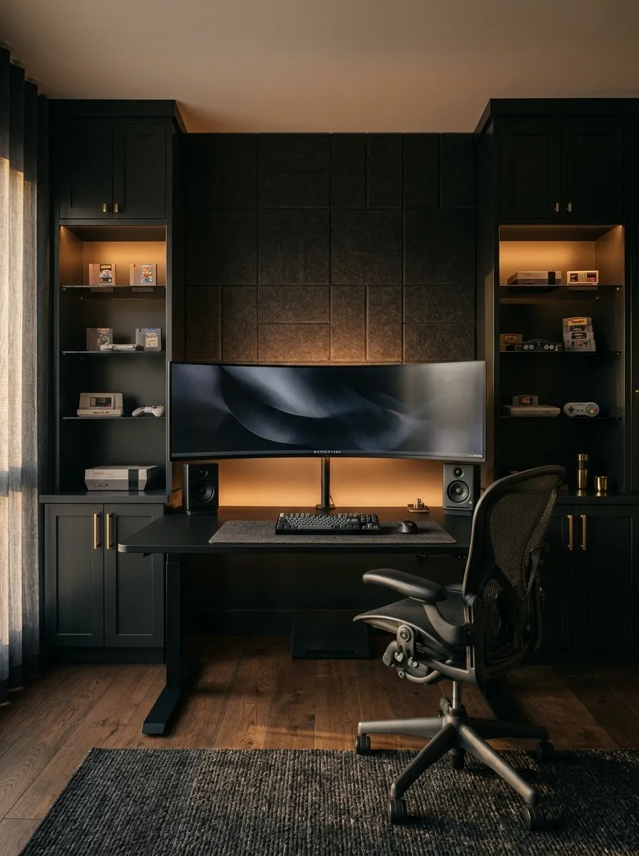 Retro-Futurist Black Gaming Setup