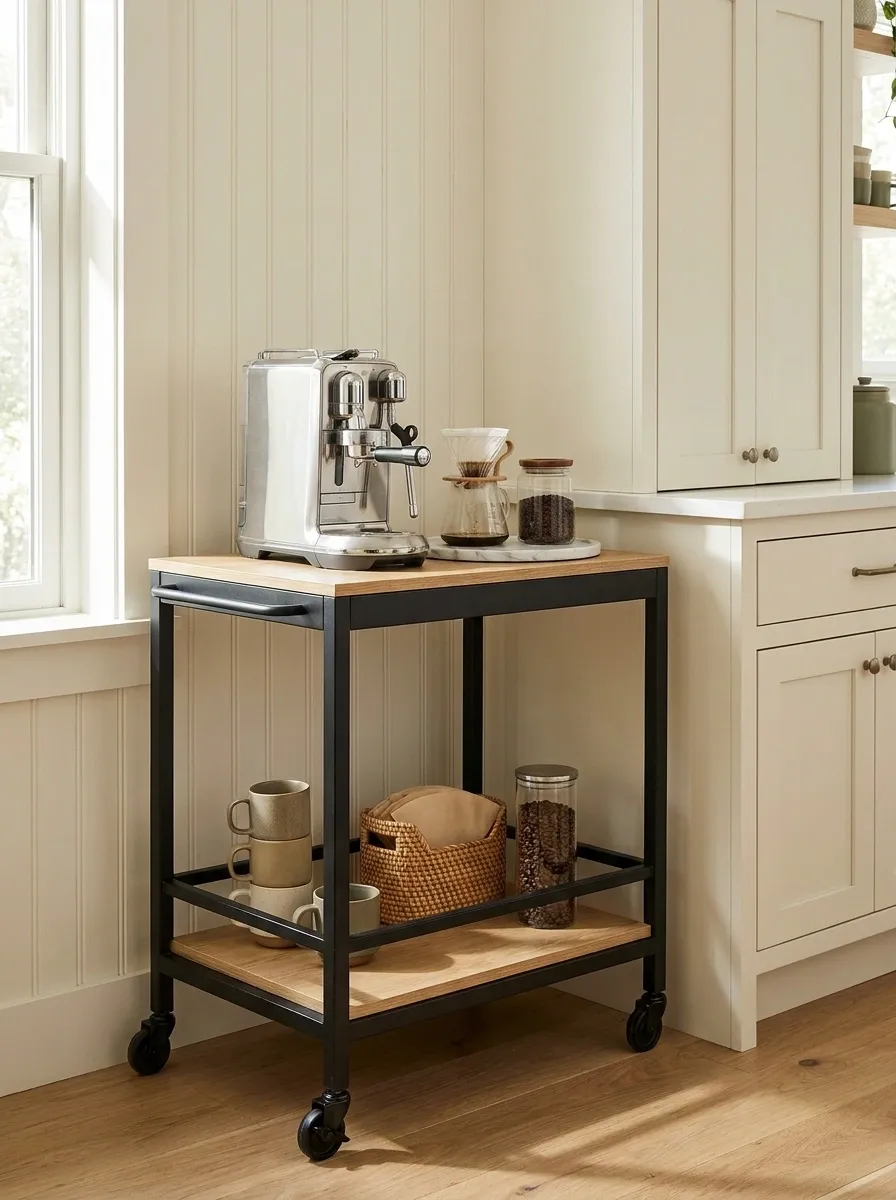 Rolling Coffee Cart for a Flexible Kitchen