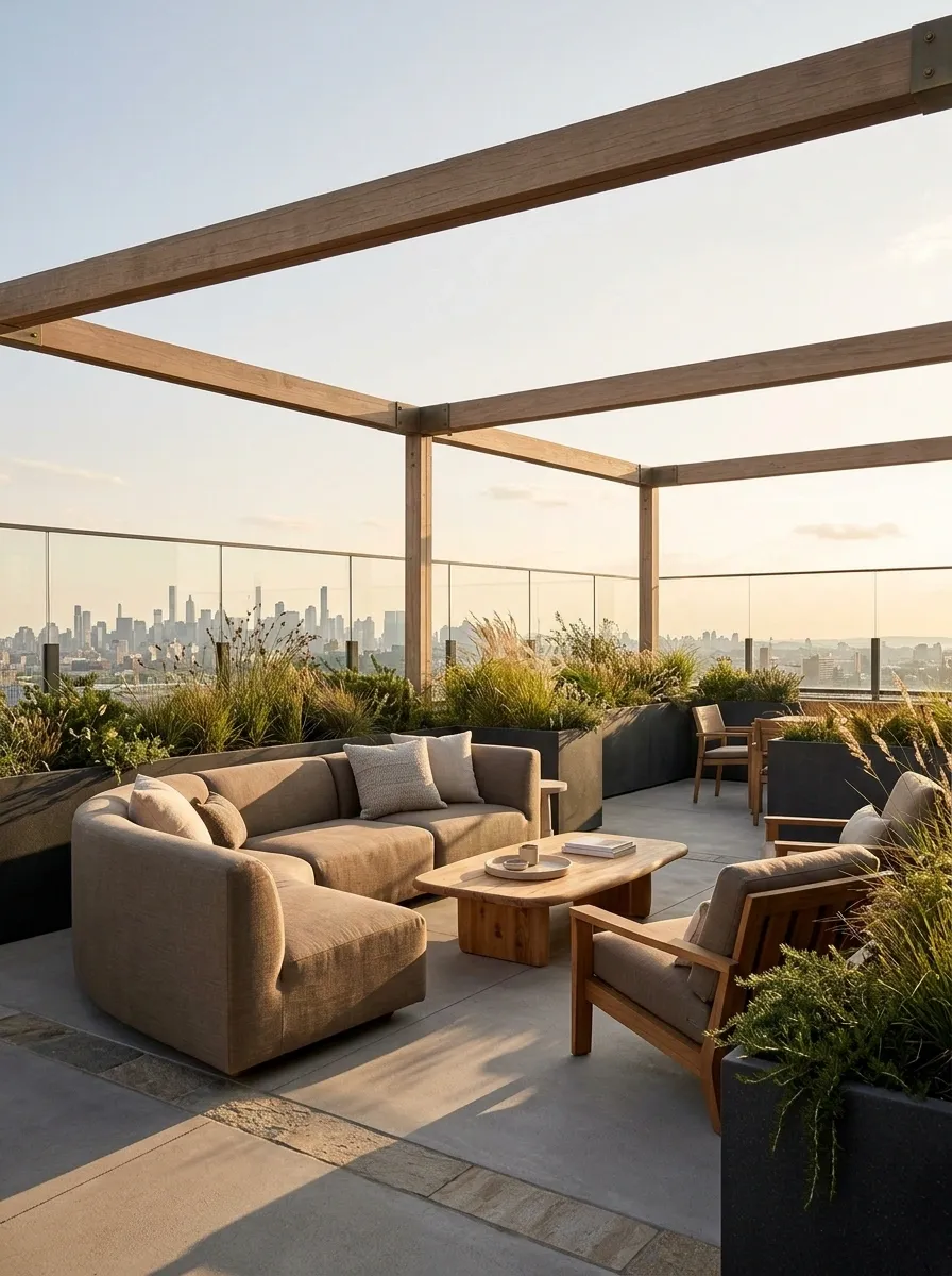 Rooftop Lounge With a Wind-Conscious Layout