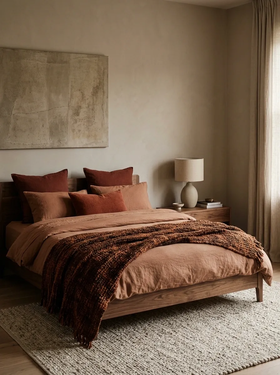 Rust and Burnt Terracotta Bedding With Earthy Textures