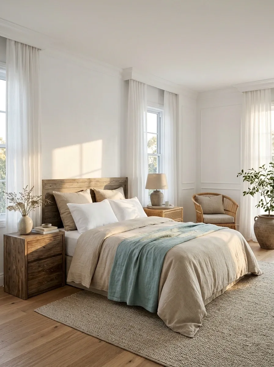 Sand and Sea-Glass Bedding With Weathered Wood