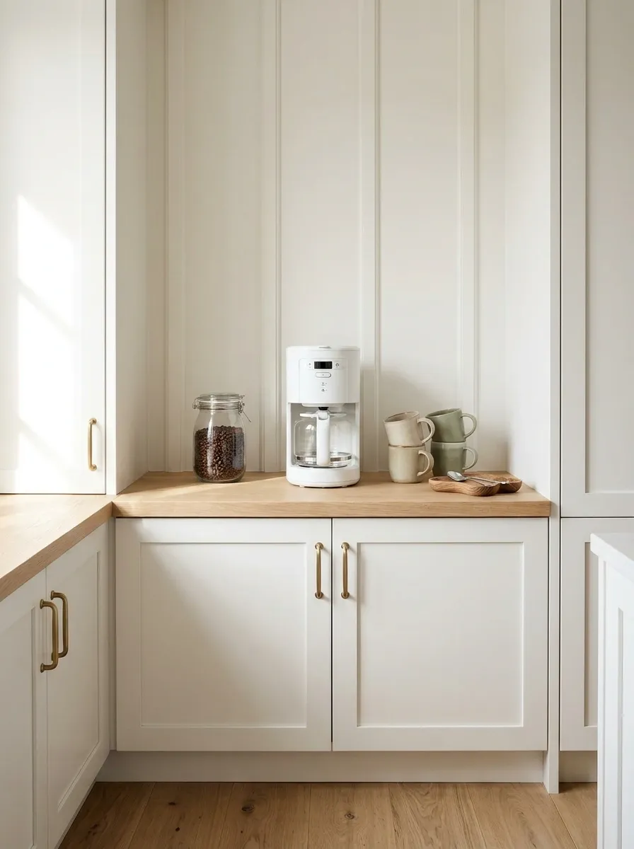 Scandinavian Coffee Station With Pale Wood and Soft Neutrals