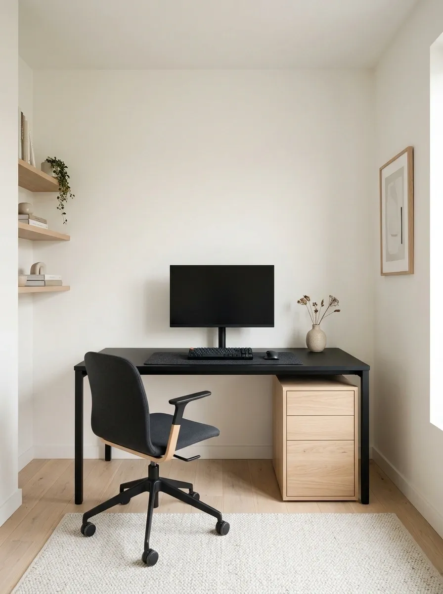 Scandinavian Gaming Room With Black and Pale Oak