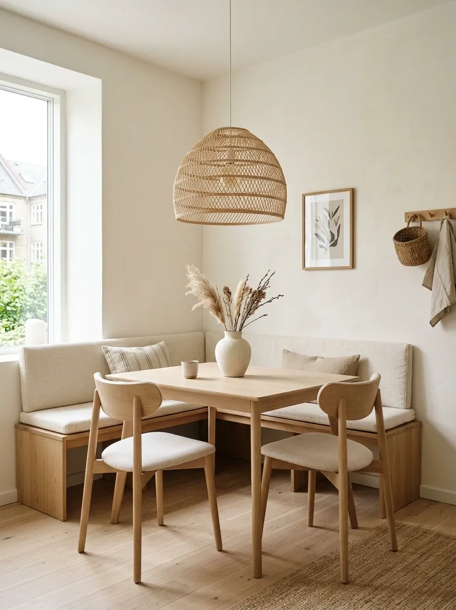 Scandinavian Nook With Pale Oak and Soft Linen