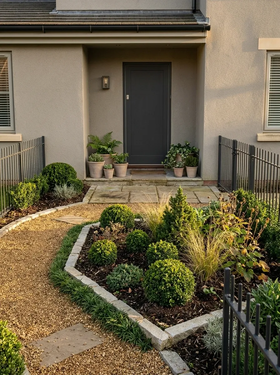 Seasonal Front Garden With a Permanent Framework and a Small Changing Bed
