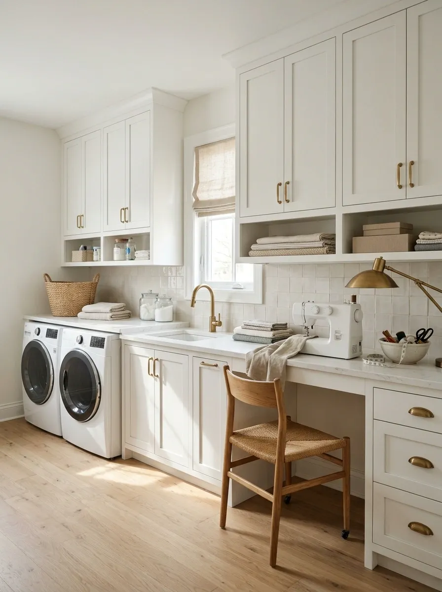 Sewing Laundry With a Shared Cutting and Folding Counter