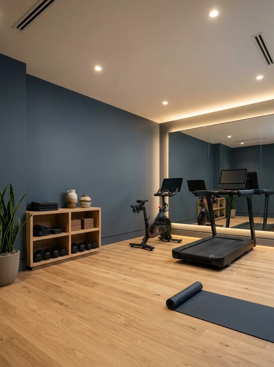 Slate Blue Basement Cardio Room